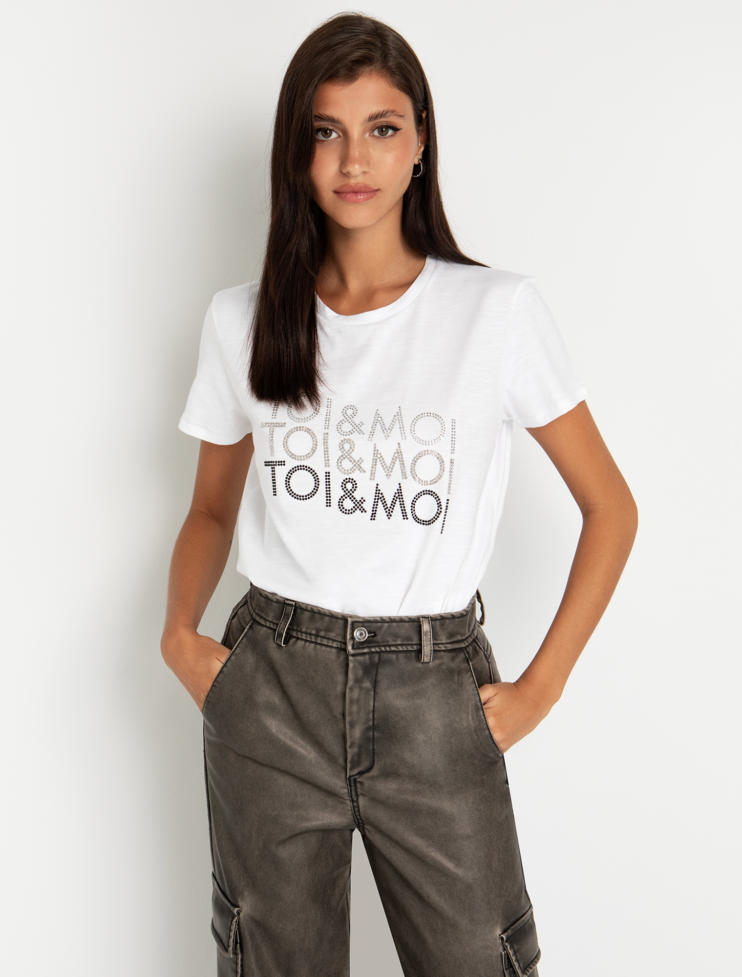 ToiMoi T shirt με strass-logo - ΥΠΟΛΕΥΚΟ